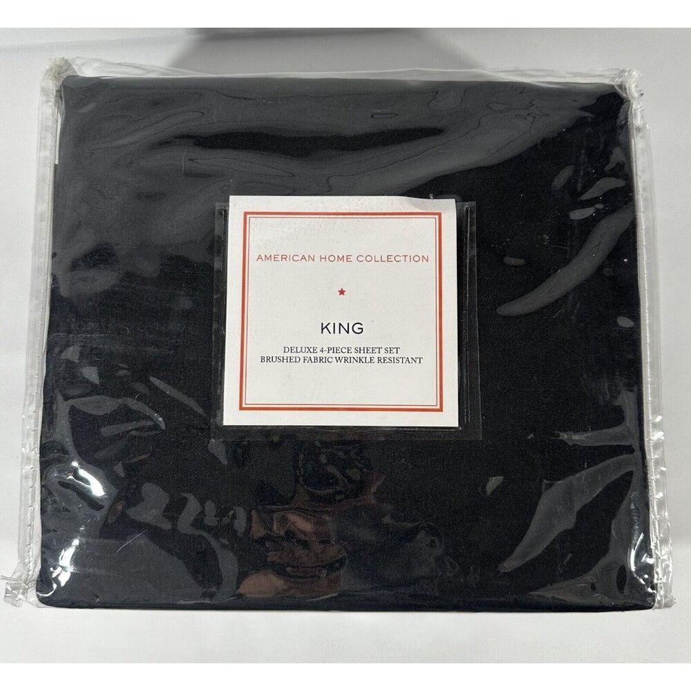 American Home Coll Single Black Flat Top Sheet Microfiber 108” X 101” Fabric